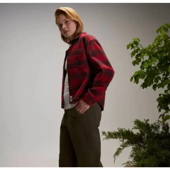 100% COTTON ALPINE DESIGN NWT SIZE L hike red bison plaid BUTTON SHIRT - Picture 5 of 7